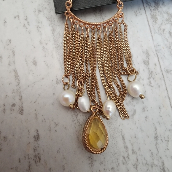 Cookie Lee copper and pearl dangling bead earrings NWT - Picture 2 of 10